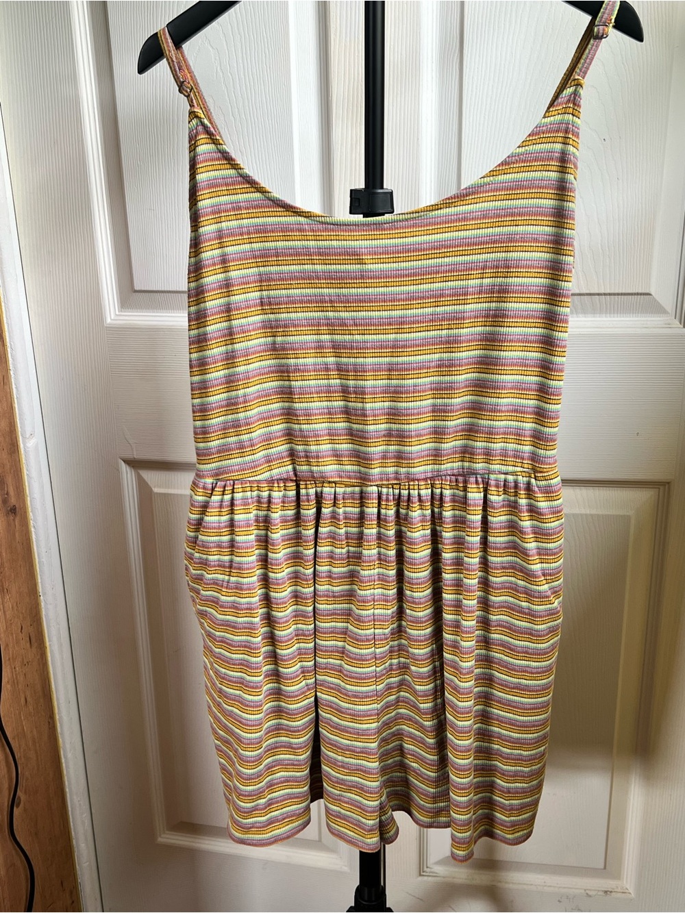Wild Fable Striped Yellow Multi-Color Tank Romper